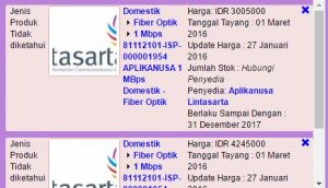 Di atas adalah perbandingan harga ISP fiber optik dengan kecepatan 1 Mbps di Kabupaten Purbalingga, Jawa Tengah dan Kabupaten Sorong, Papua